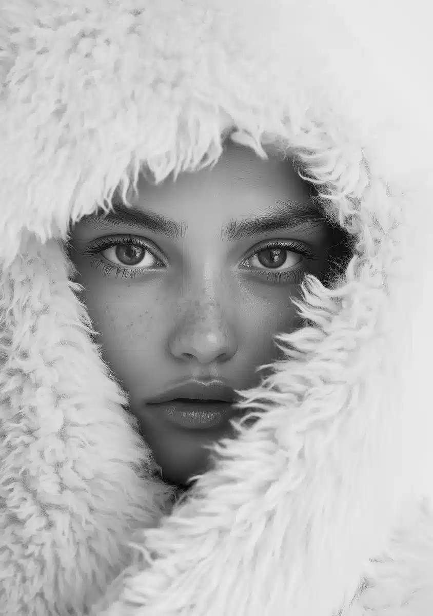 Monochrome Vogue Portrait Midjourney提示词