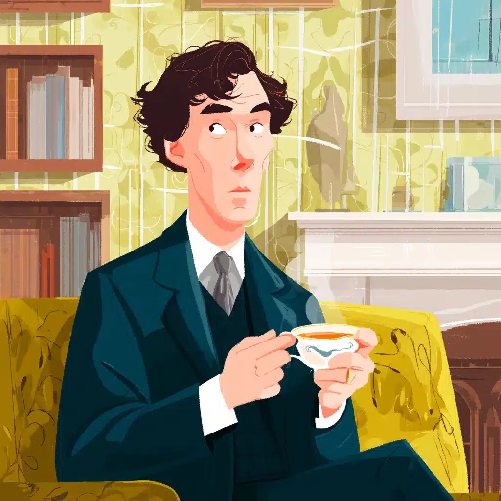 Illustration of Sherlock Holmes Midjourney提示词
