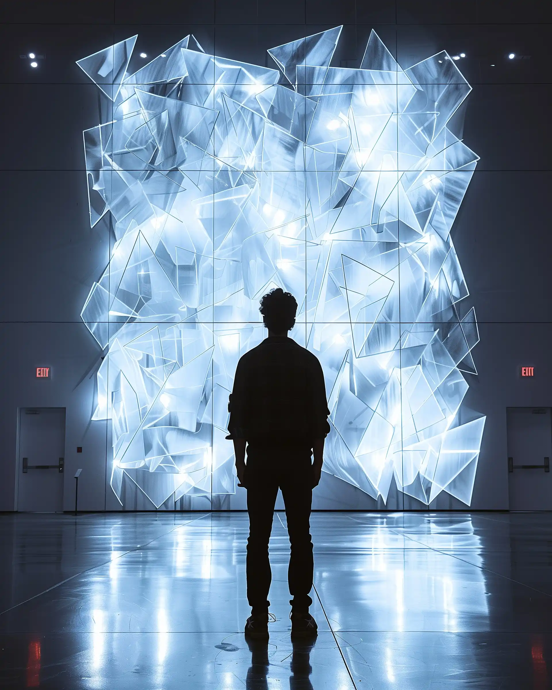 Sleek Shadow Laser Installation Midjourney提示词