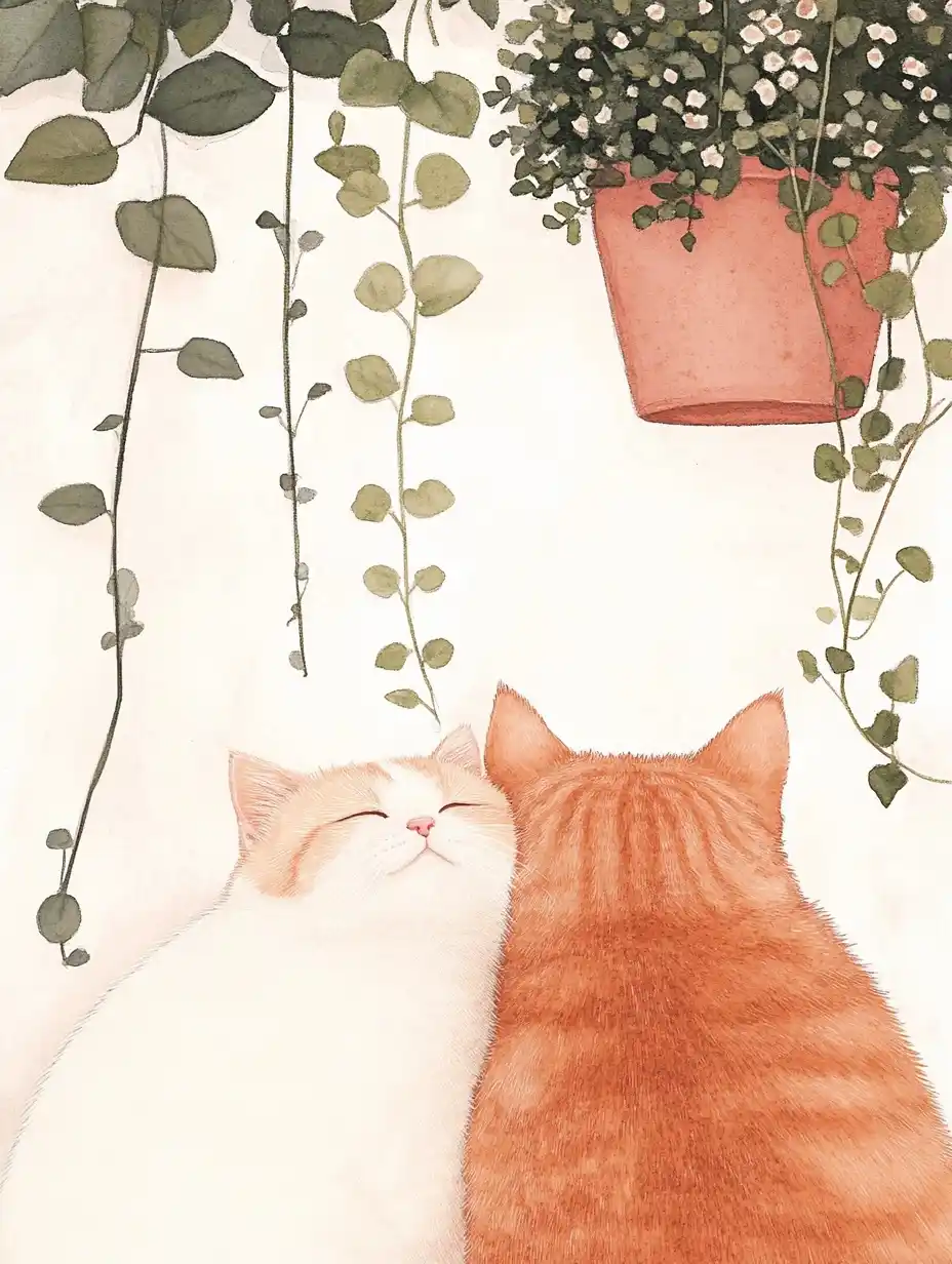 Cats in Watercolor Detail Midjourney 提示词生成效果