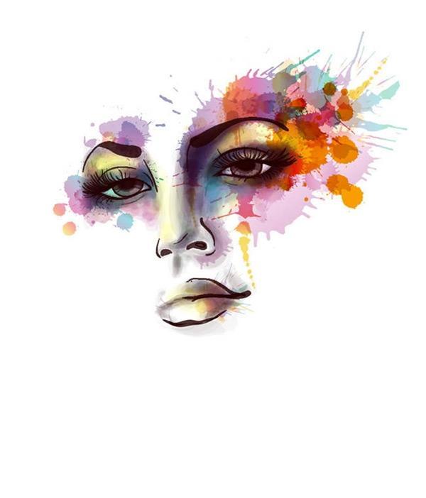 手绘墨迹女人插画