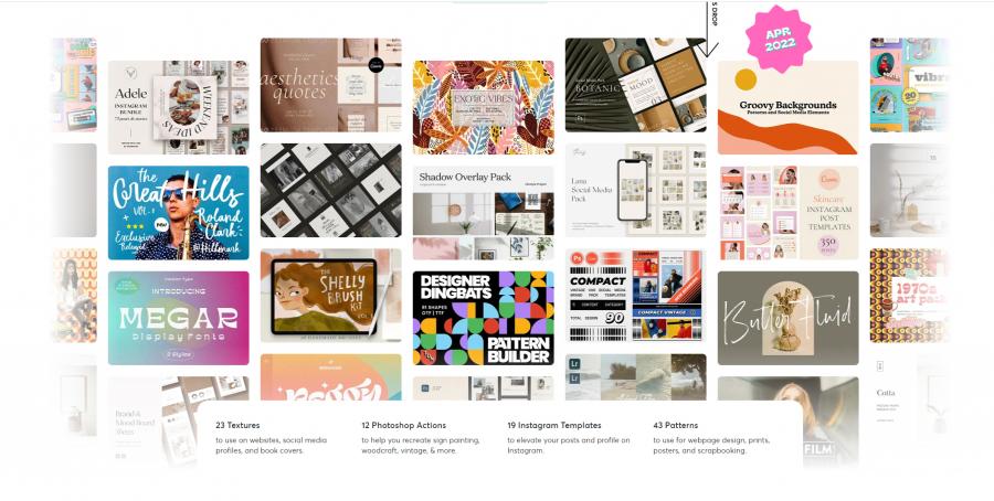 2022年的4月creativemarket.com网站分享价值高达 1000 美元的素材资源打包下载。