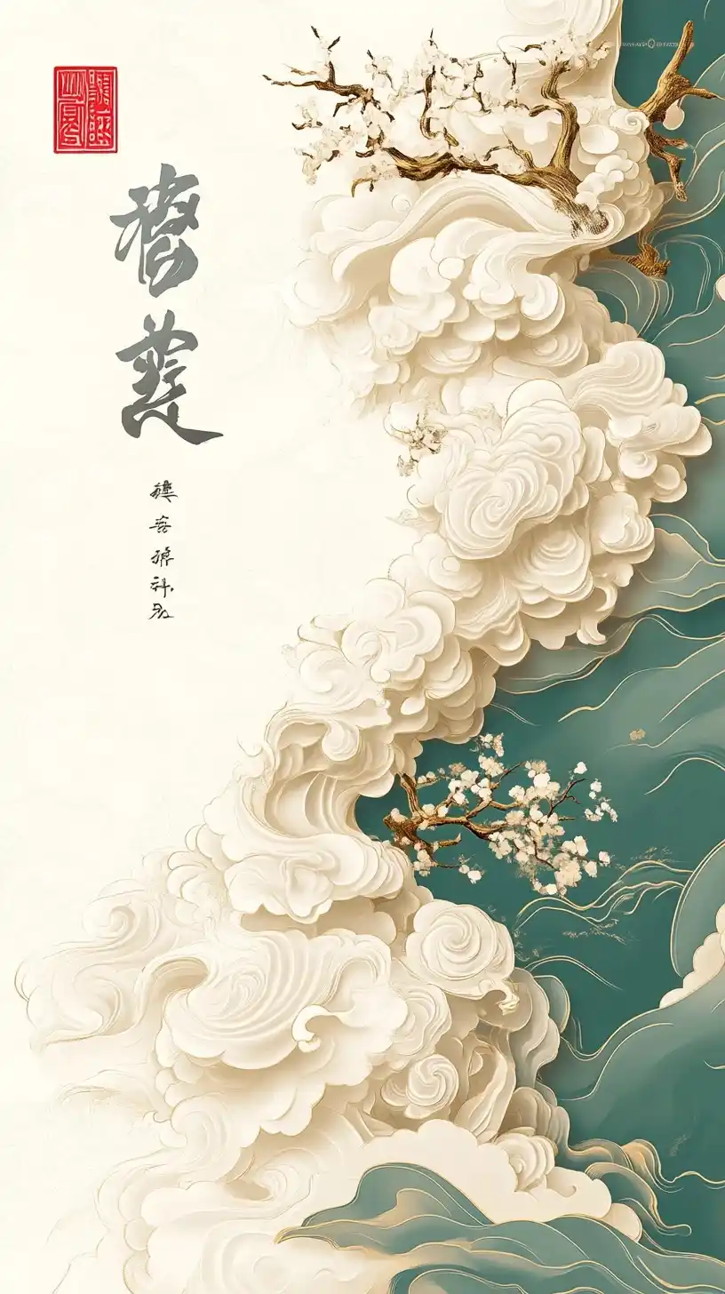 Elegant Cloud Pattern Poster Midjourney 提示词生成效果
