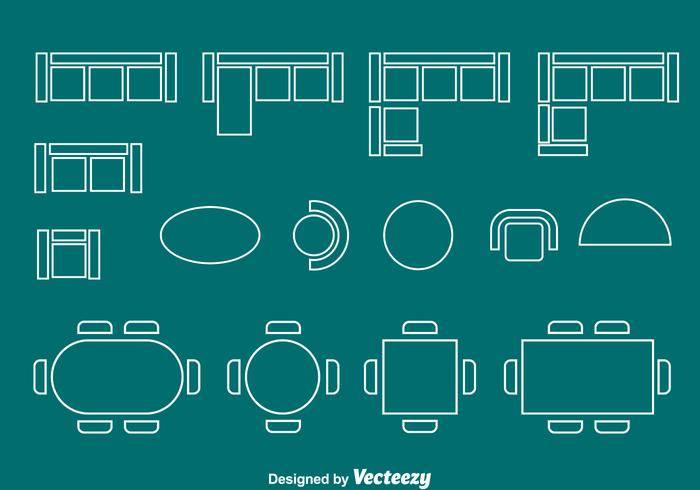 平面图元素椅子和表矢量