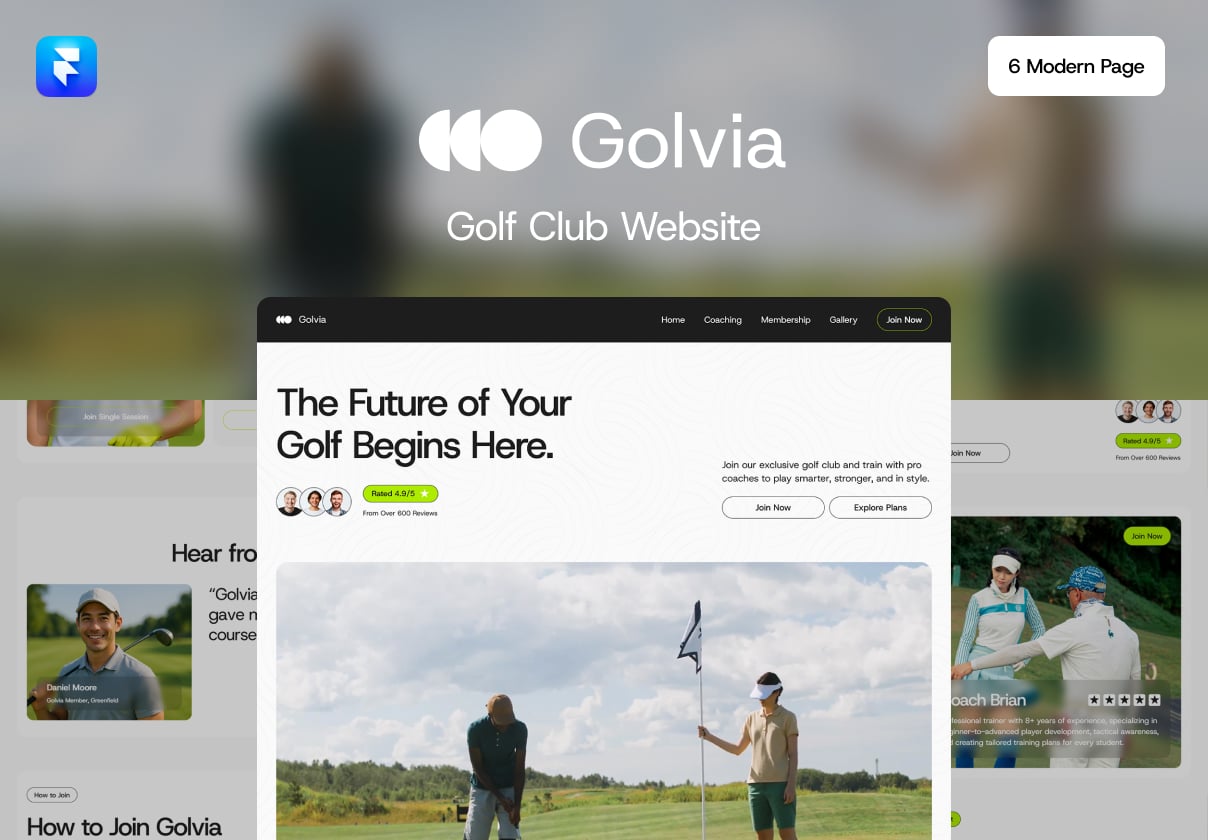 高尔夫俱乐部Framer模板（Golvia），Golvia - Golf Club Template