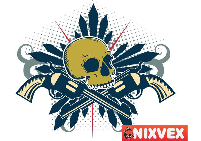 NixVex头骨与枪免费矢量