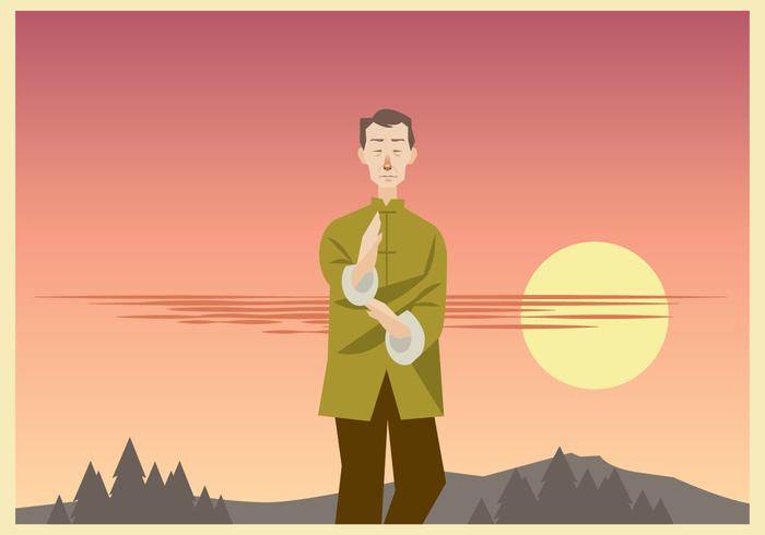 练习在下午传染媒介的武术大师