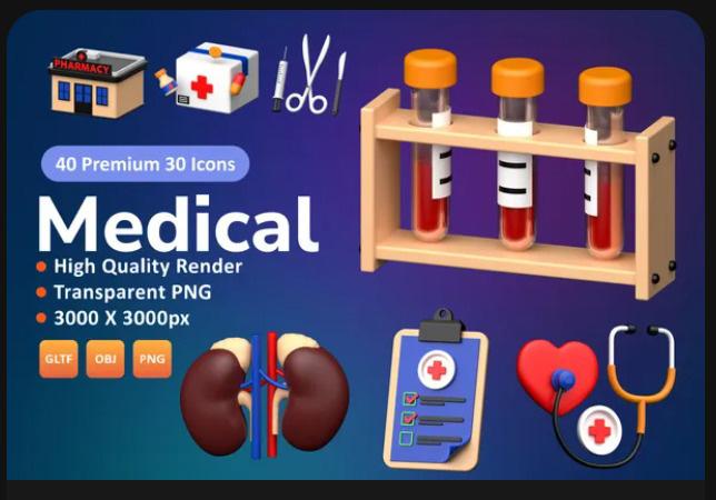 Medical 3D icons Set
