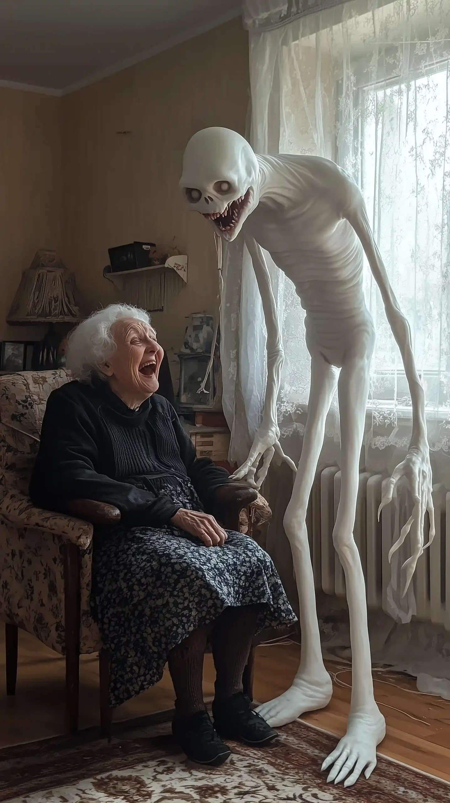 Grandmother and Creature Portrait Midjourney提示词