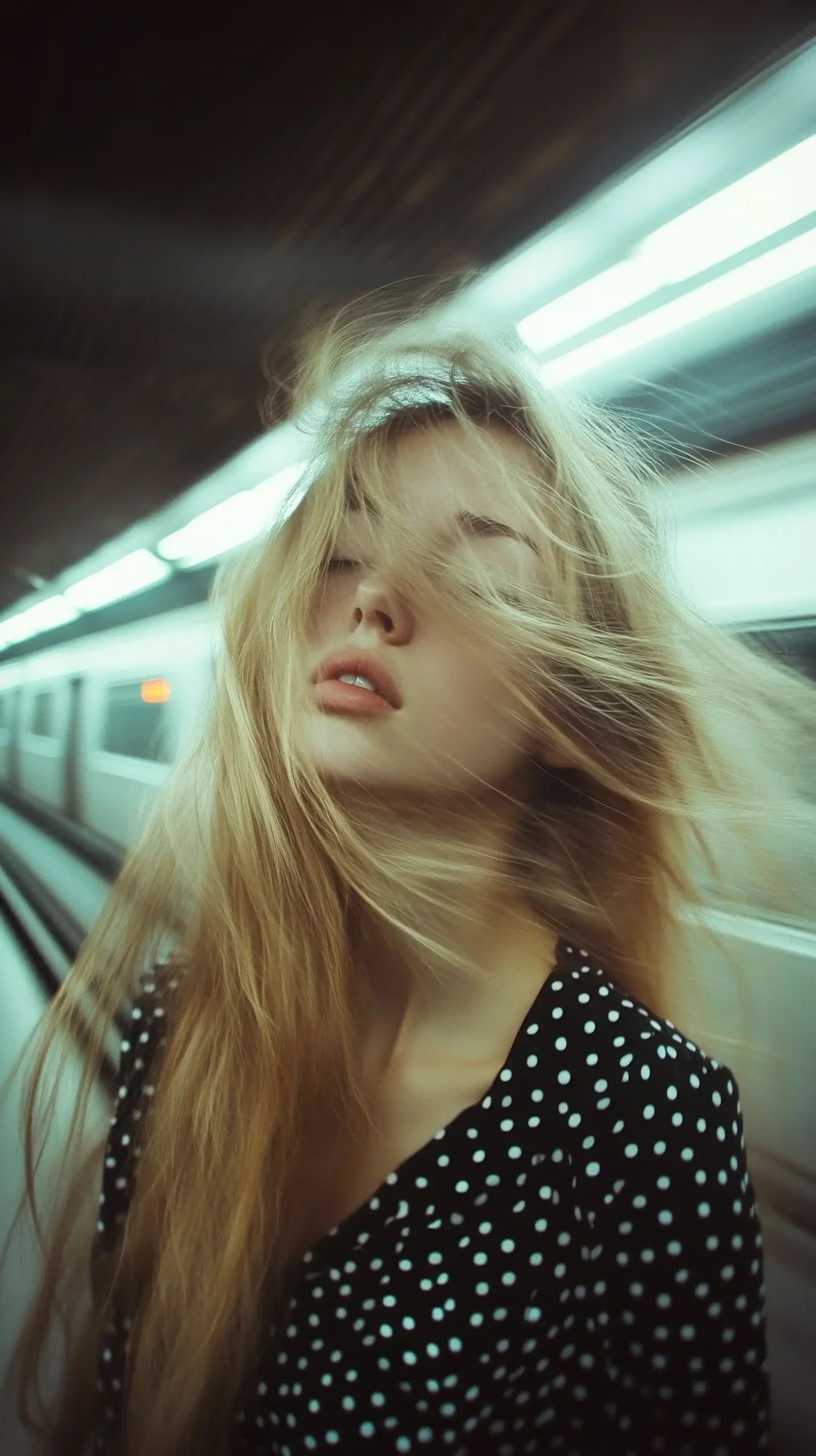 Pinhole Photo Girl in Polka Dots Midjourney提示词