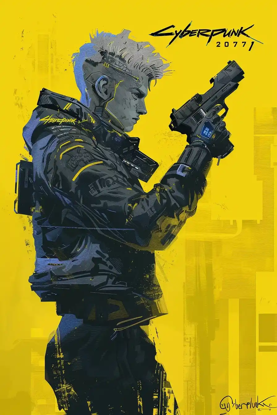 Cyberpunk 2077 Poster Art Midjourney提示词