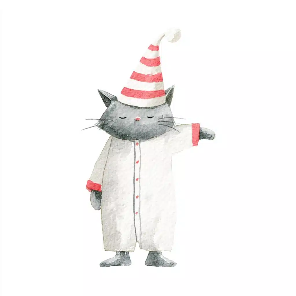 Whimsical Cat in Pajamas Midjourney提示词