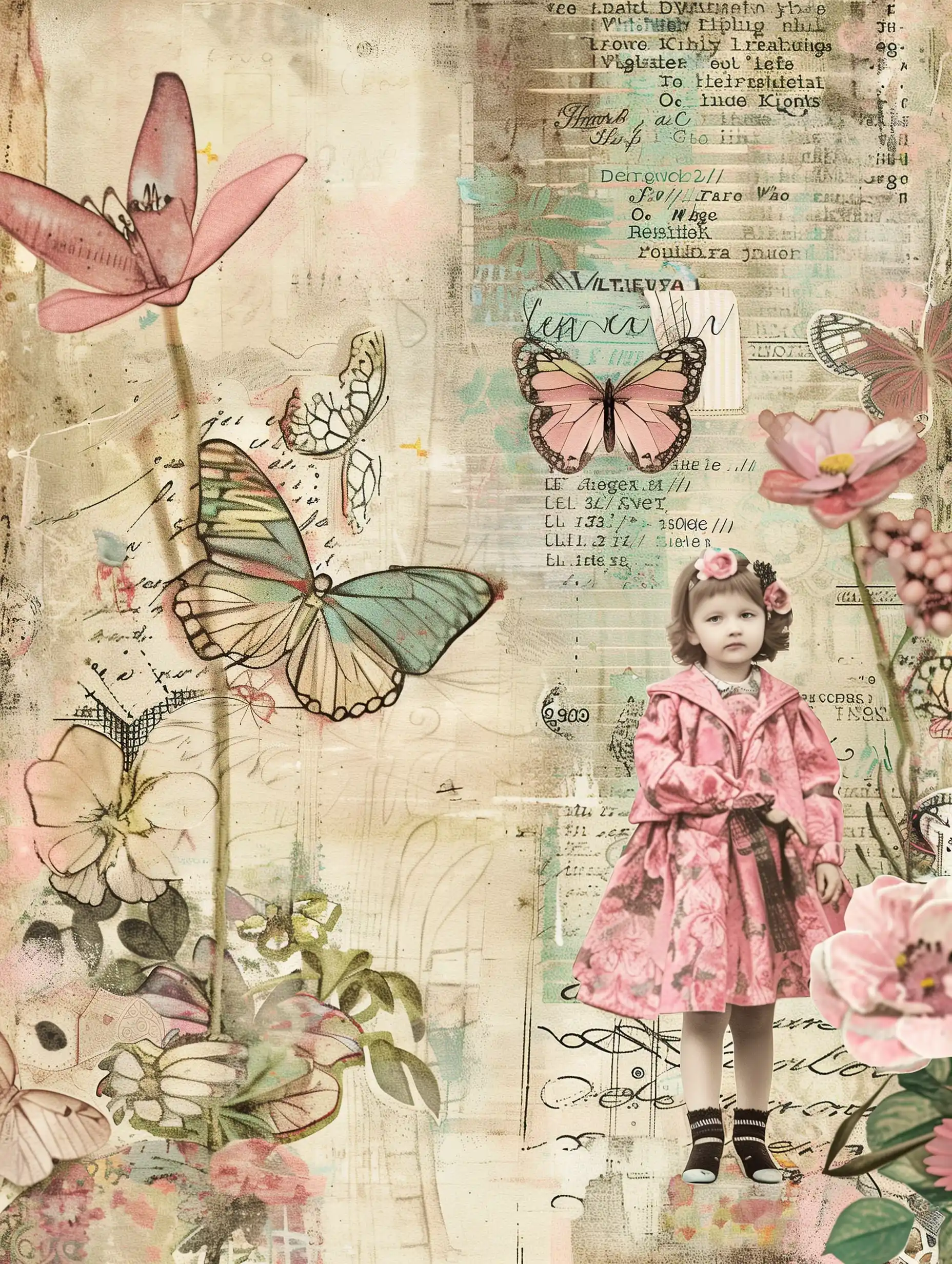 Spring Journal Page Collage Midjourney提示词