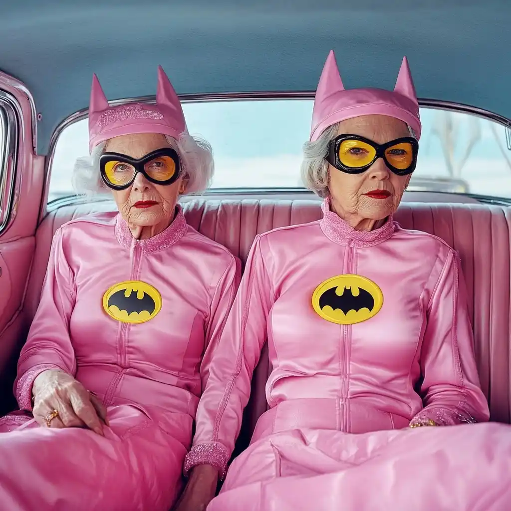 Cinematic Cosplay Batwomen in Car Midjourney提示词