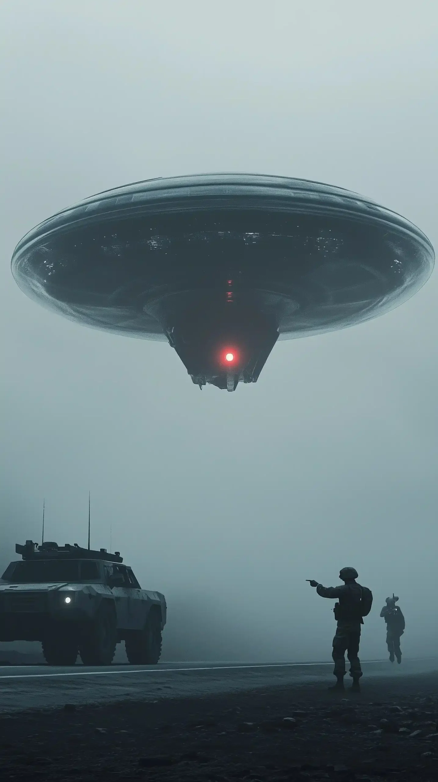 Translucent UFOs Over Town Midjourney提示词