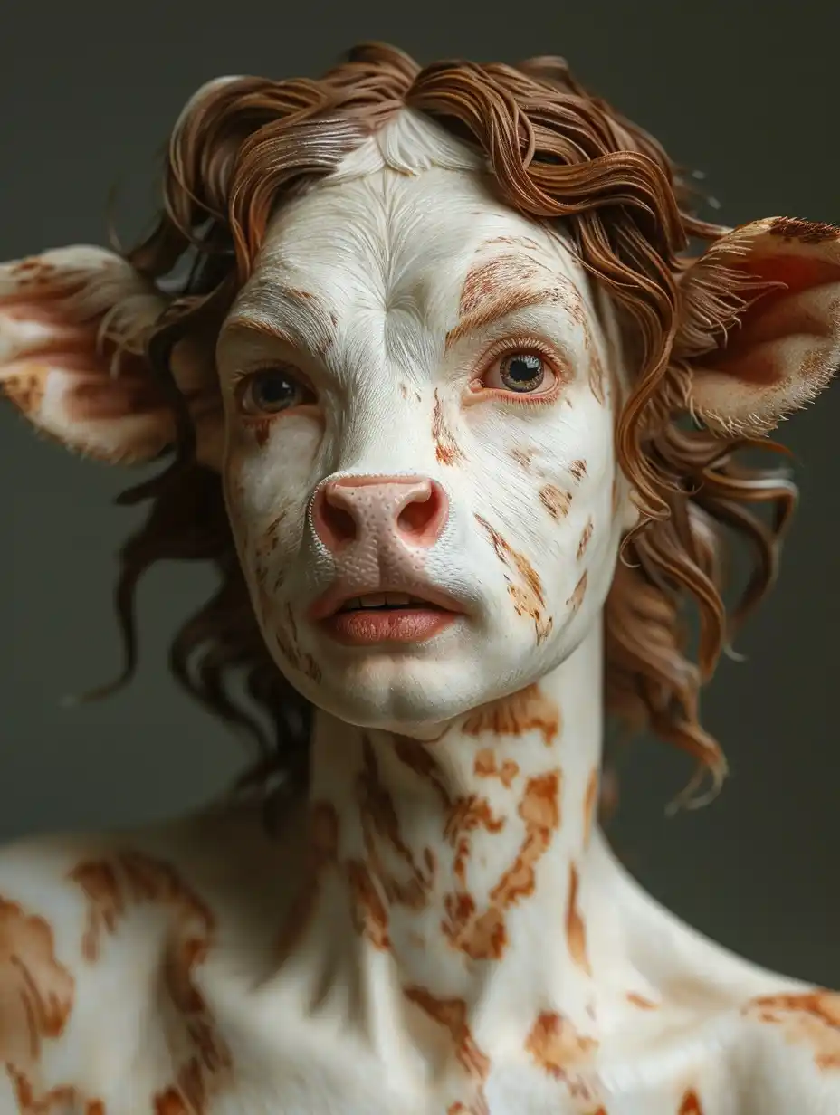 Hyperreal Cow Woman Midjourney提示词
