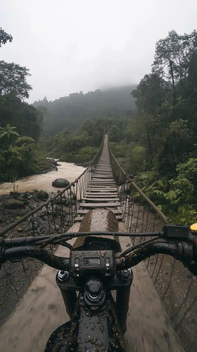 Motocross POV Over River Midjourney提示词