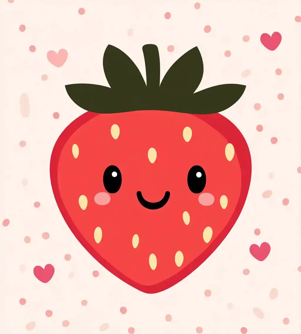 Cute Strawberry Vector Icon Midjourney提示词