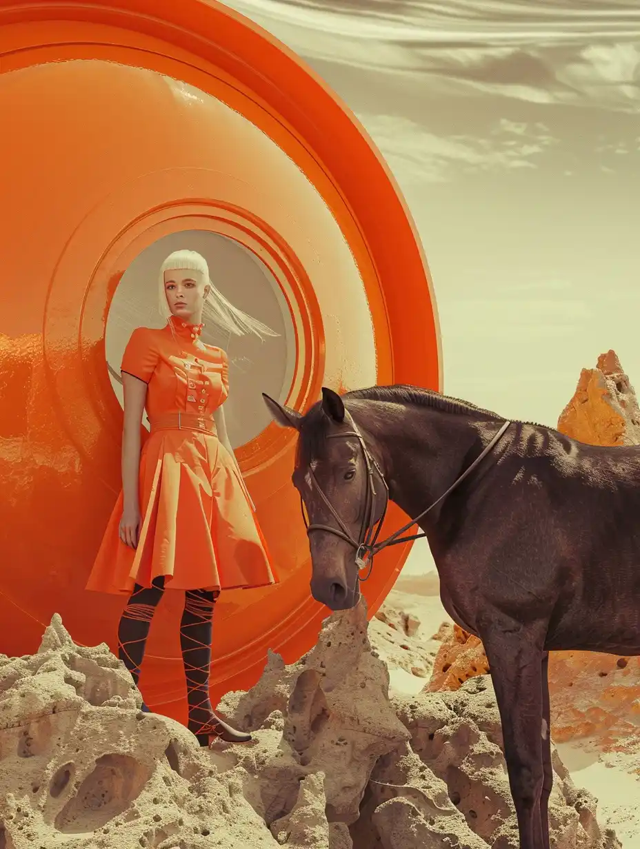 Futuristic Girl and Horse Midjourney提示词