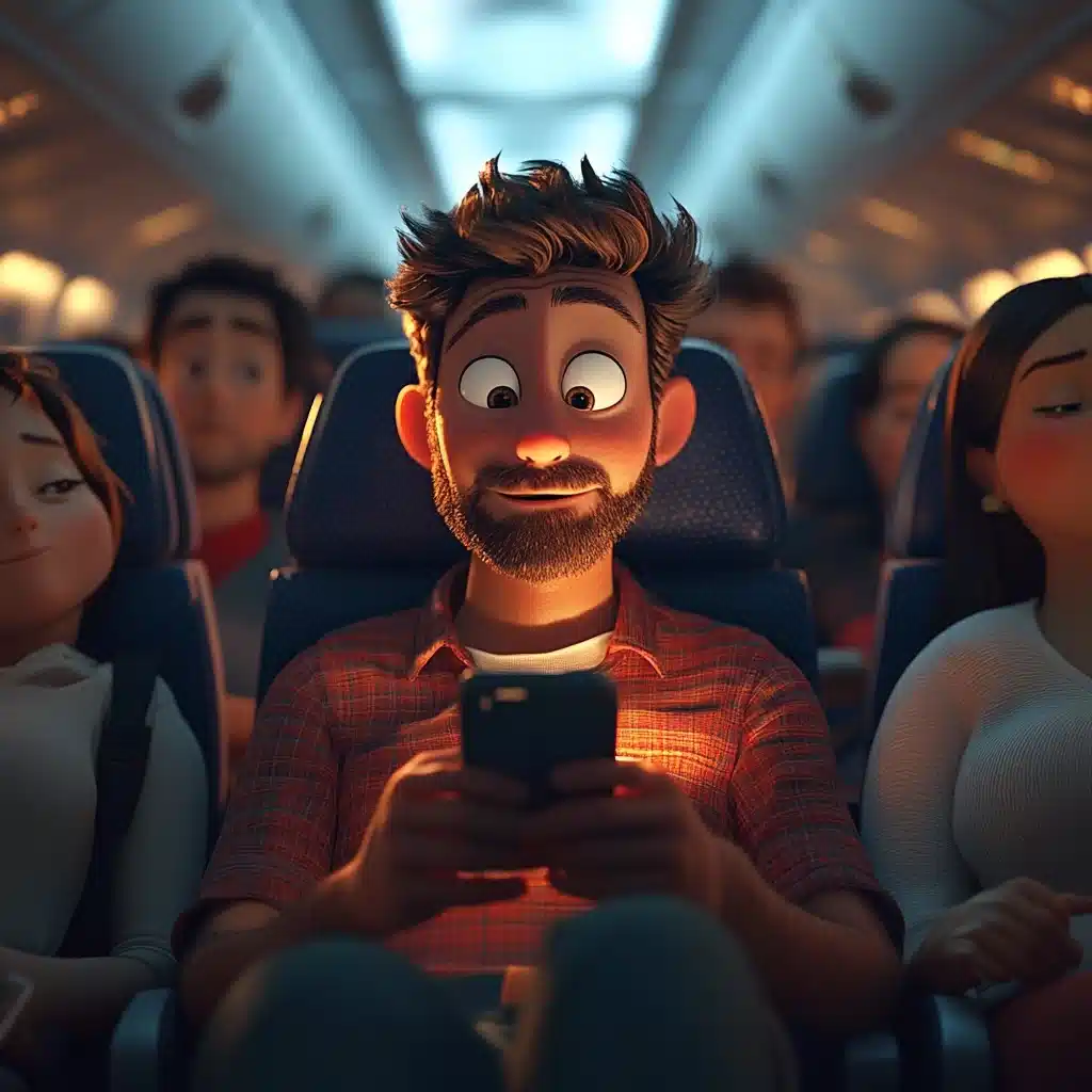 3D Pixar Flight Scene Midjourney提示词