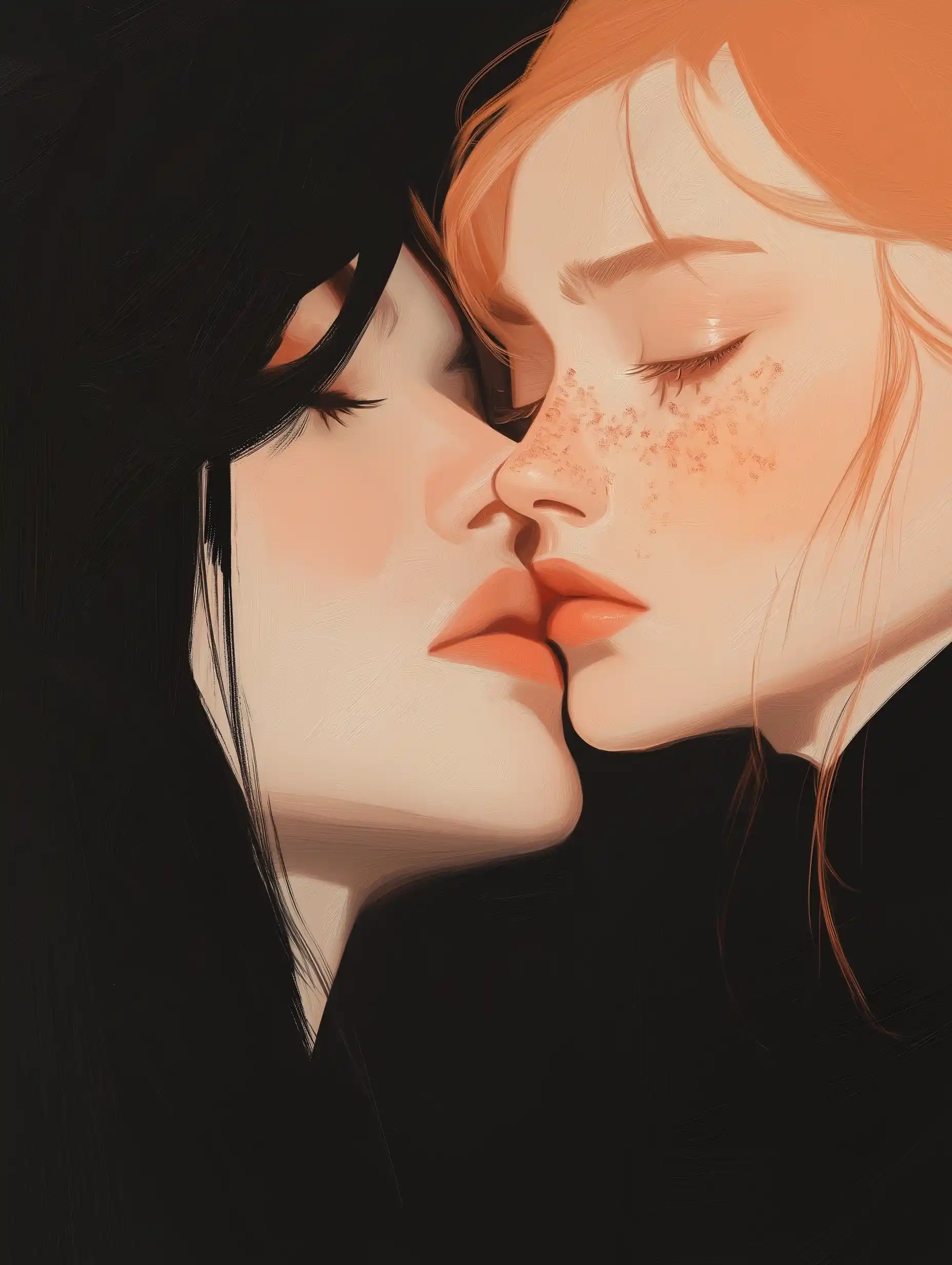 Close-Up Lips Contrast Midjourney提示词