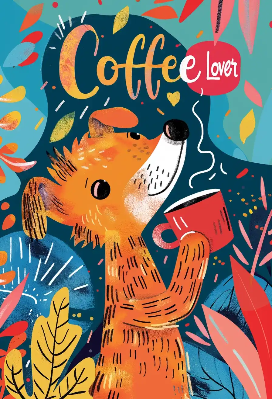 Scottish Dog Coffee Lover Midjourney提示词