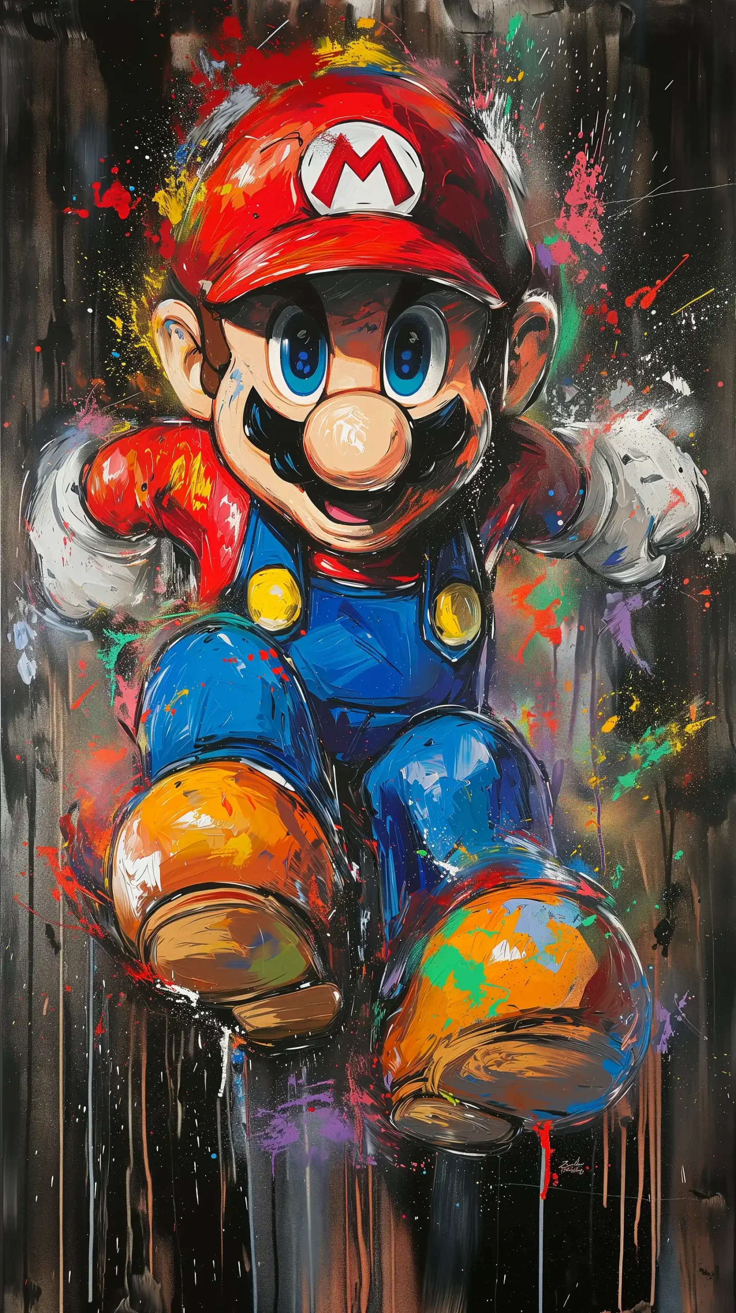 Abstract Mario Dark Splashes Midjourney提示词