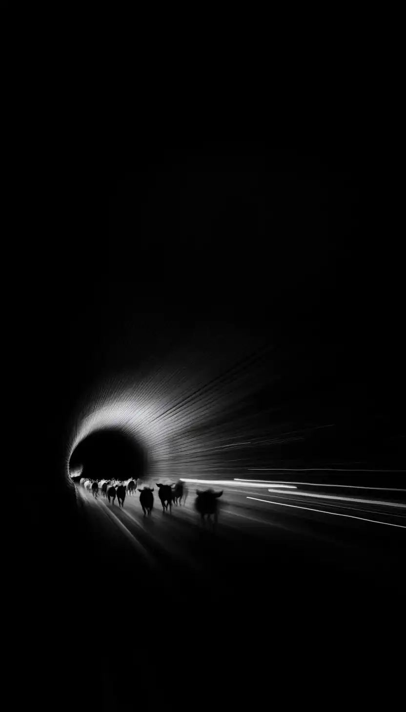 Motion Blur Pigs Tunnel Midjourney提示词