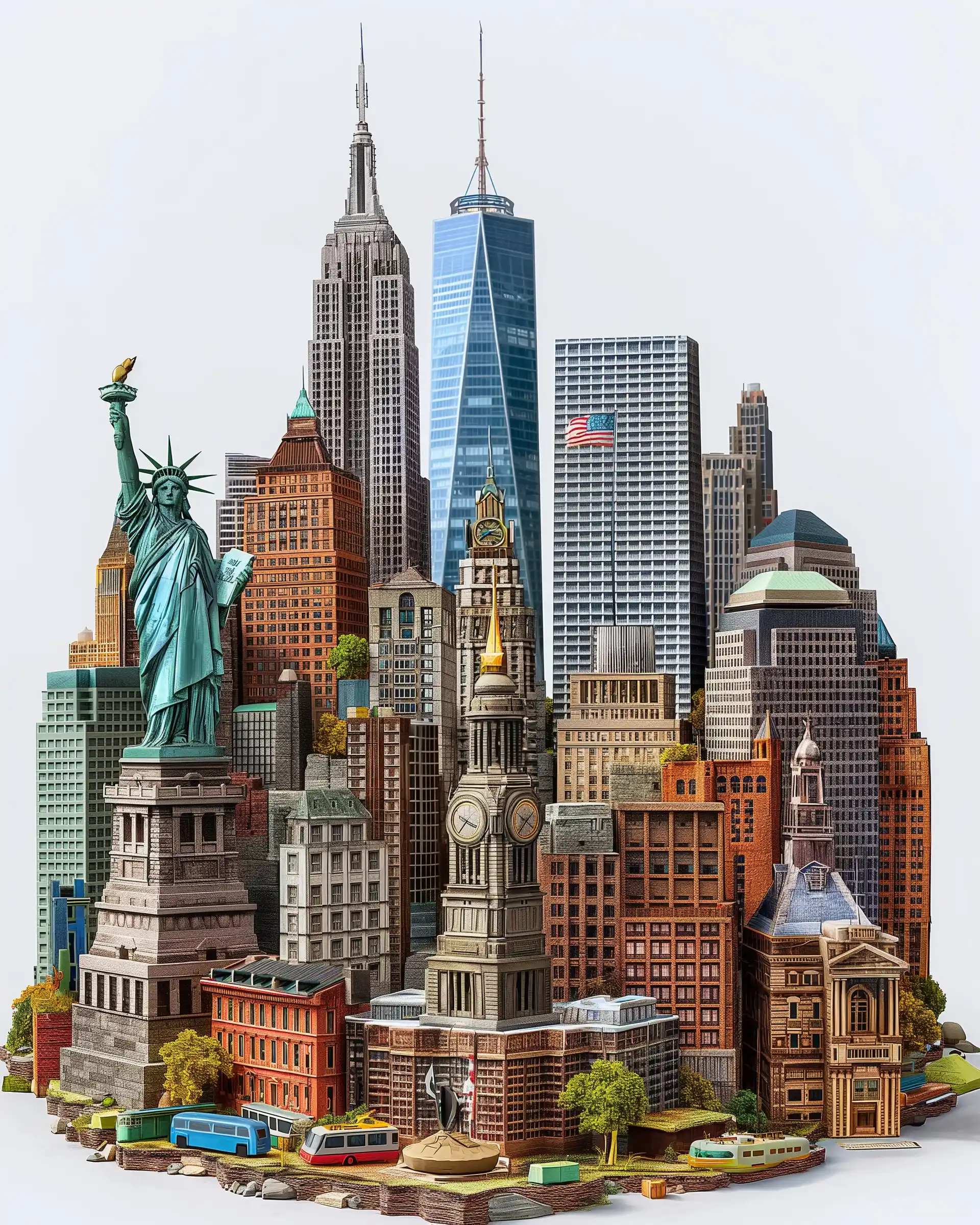Iconic New York Cityscape Midjourney提示词