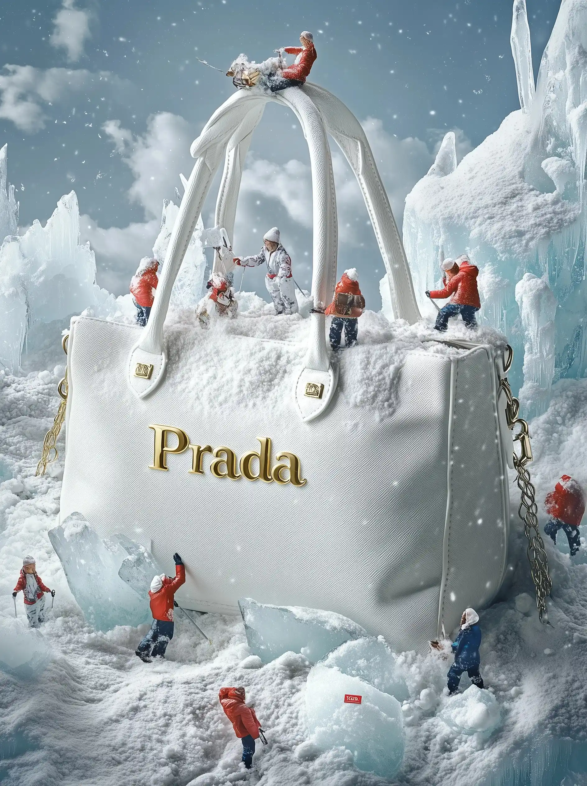 Ice Sculpture Handbag Advertisement Midjourney提示词