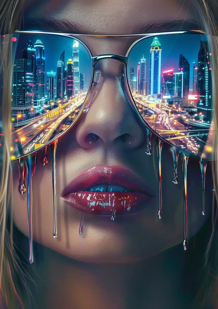 Urban Reflections in Sunglasses Midjourney提示词