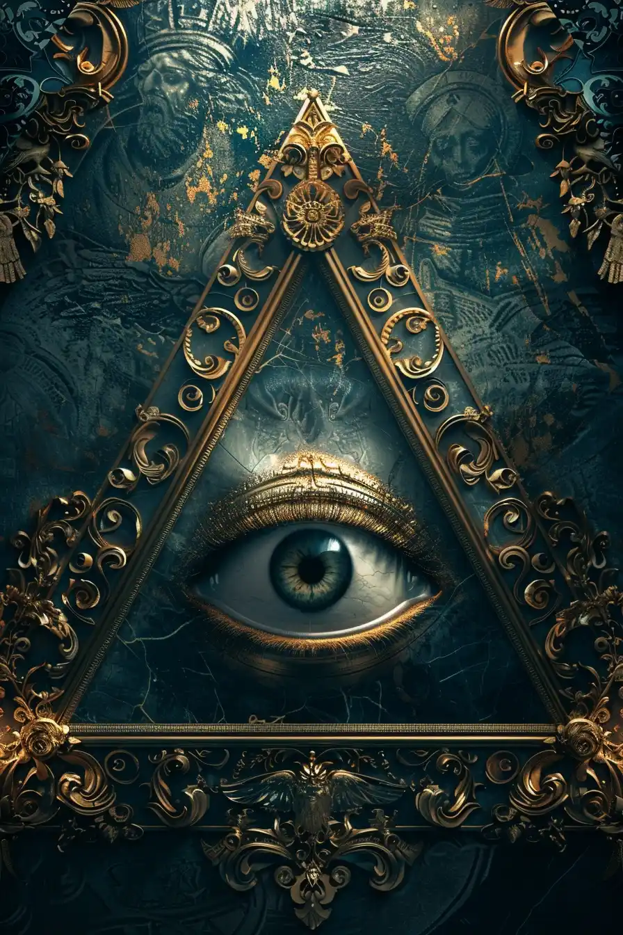 Detailed Illuminati Eye 3D Art Nouveau Midjourney提示词