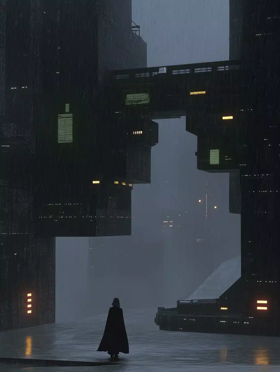 Cyberpunk Girl in Rain Midjourney提示词