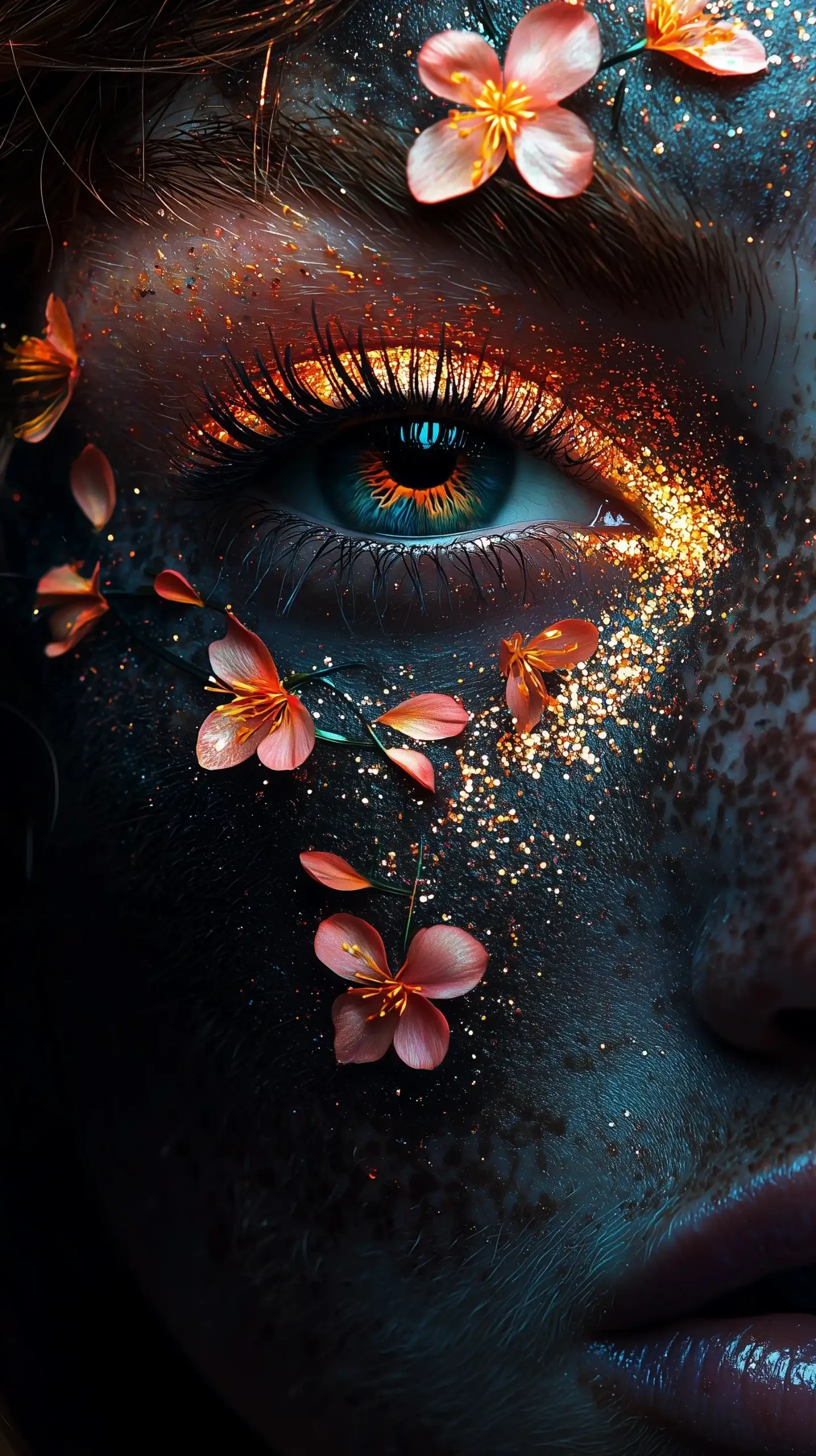 Hyperdetailed Floral Eye Makeup Midjourney提示词