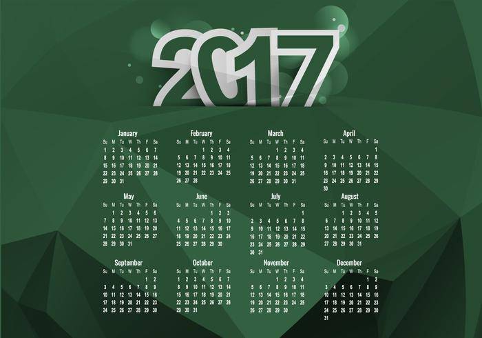日历2017年与几个月和日期