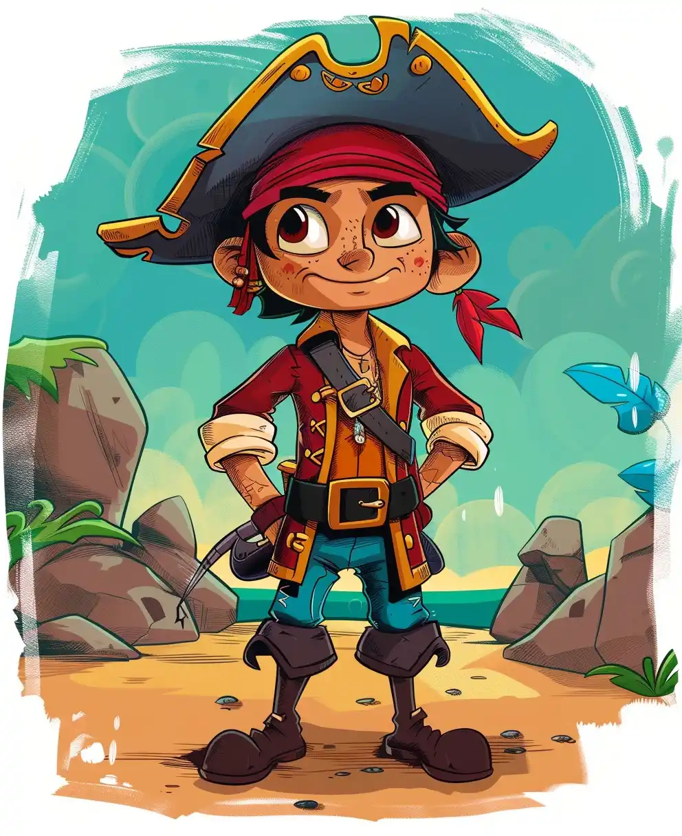 Cartoon Pirate Adventure Midjourney提示词