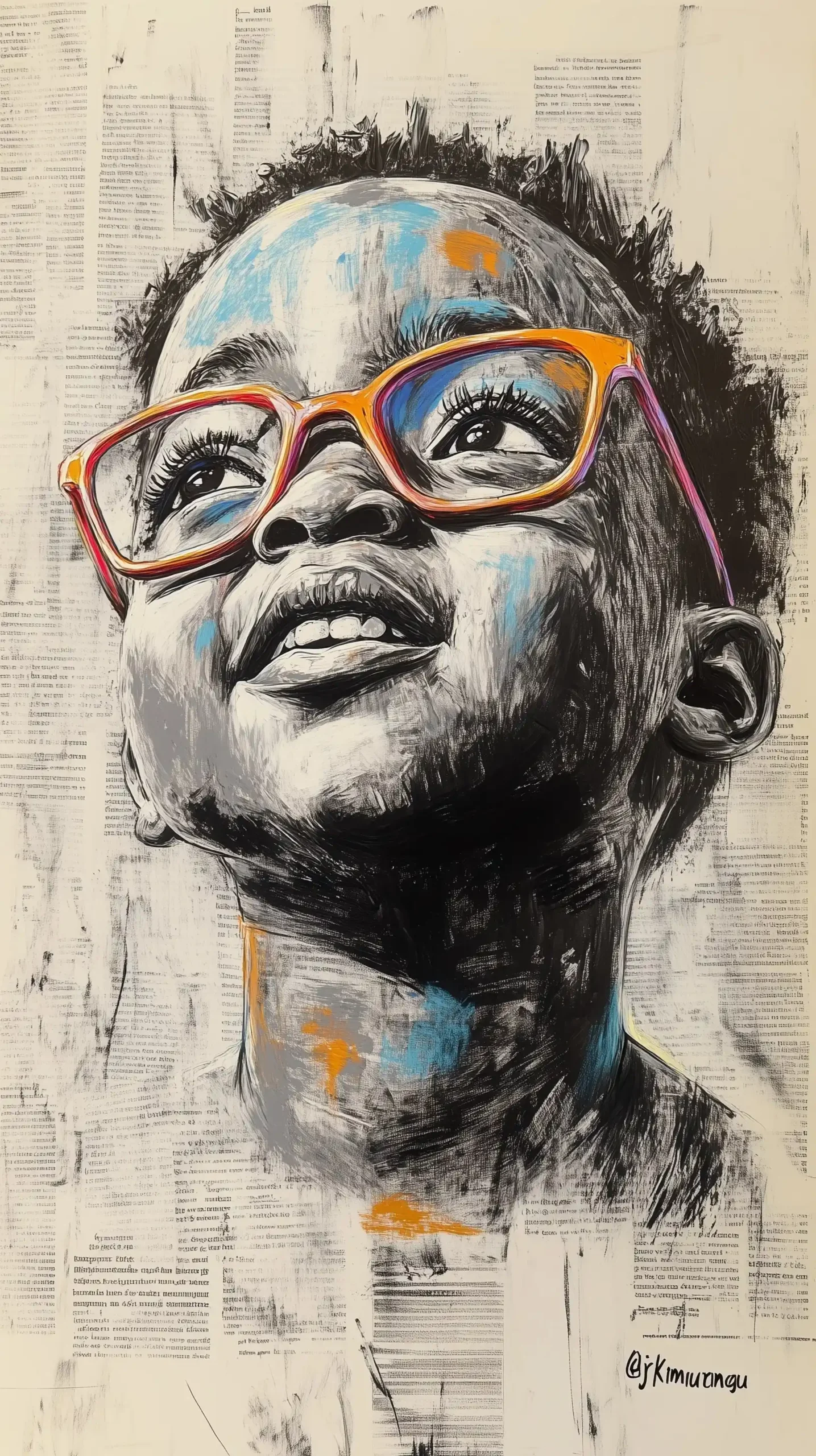 Charcoal Sketch of Joyful Child Midjourney提示词