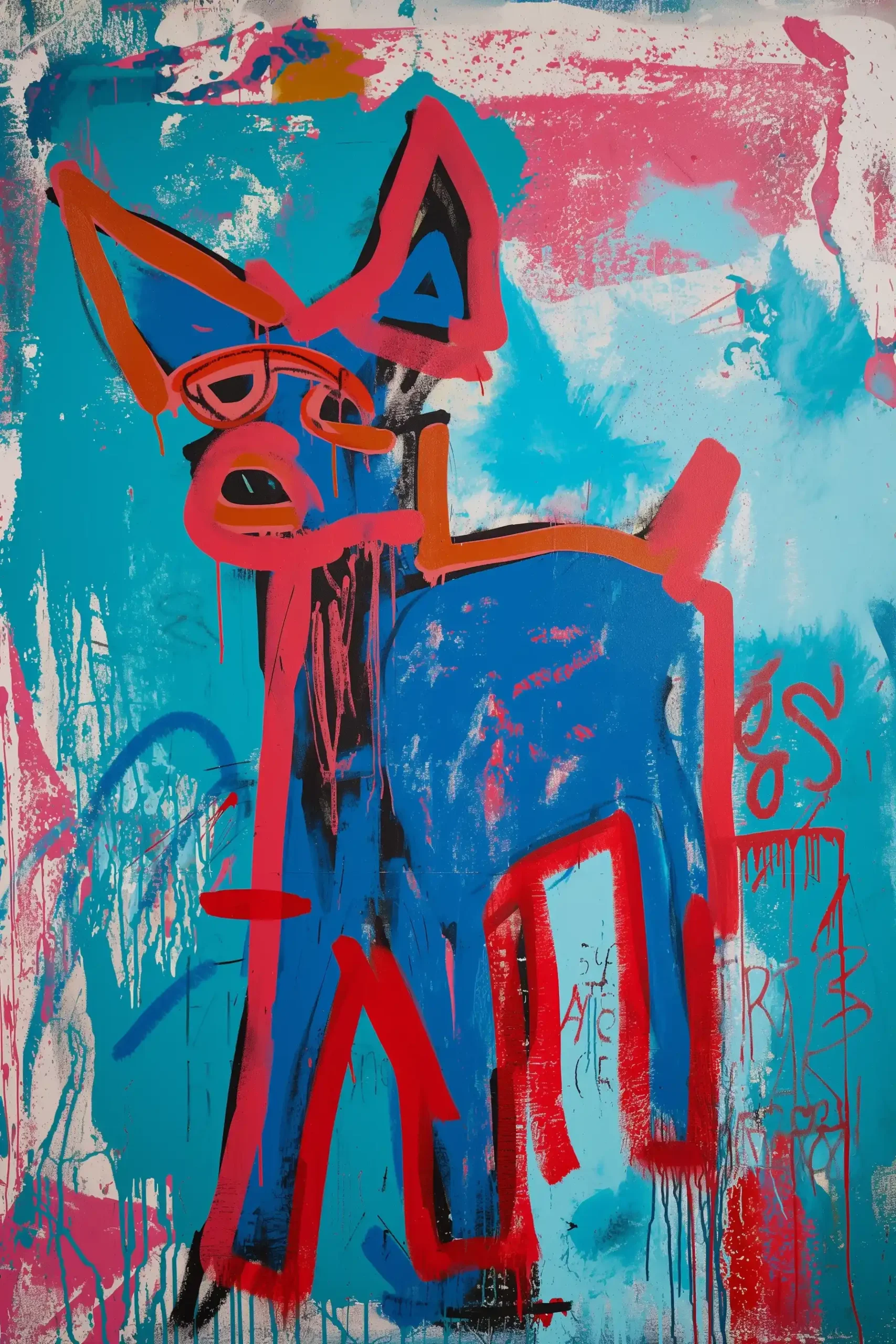 Basquiat-Inspired Dog Raw Art Midjourney提示词
