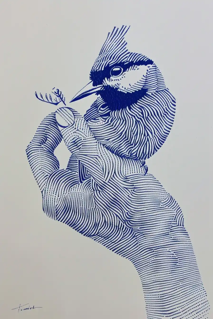 Minimalistic Bird Feeding Midjourney提示词