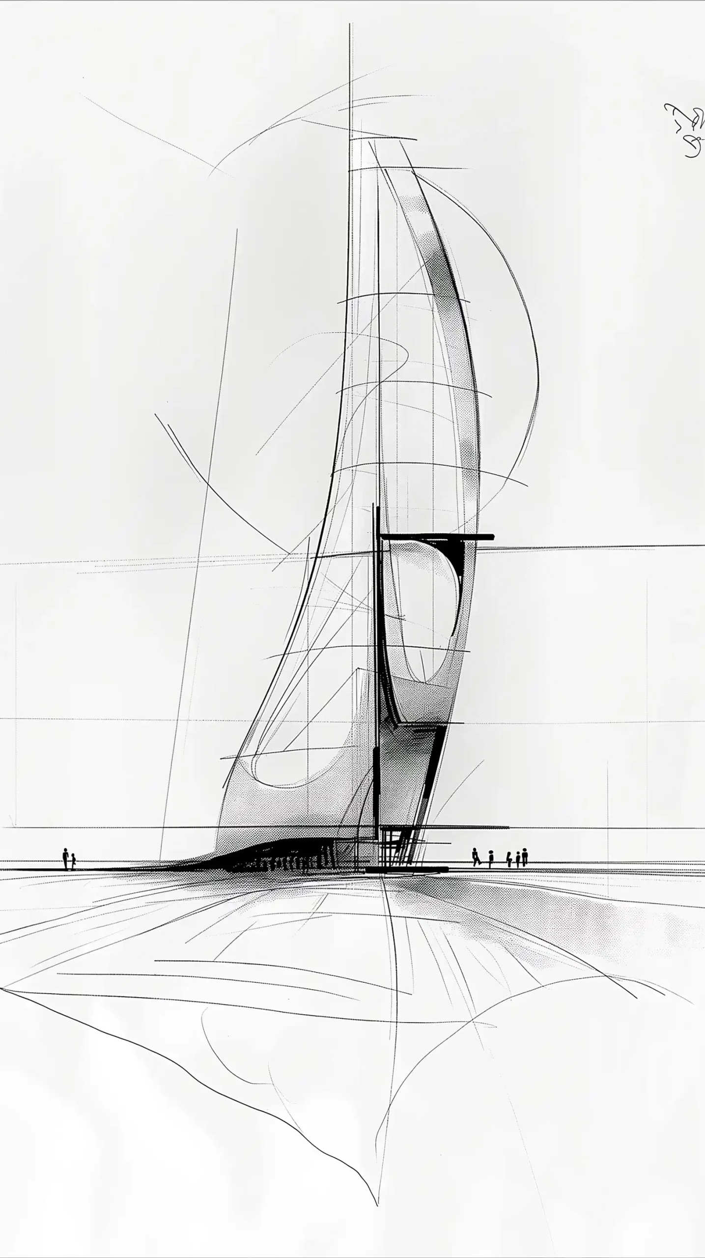 Modern Skyscraper Hotel Ink Midjourney提示词