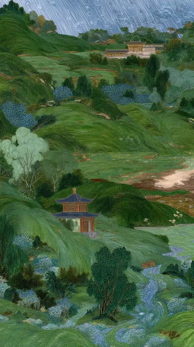 Spring Countryside in Chinese Style Midjourney提示词