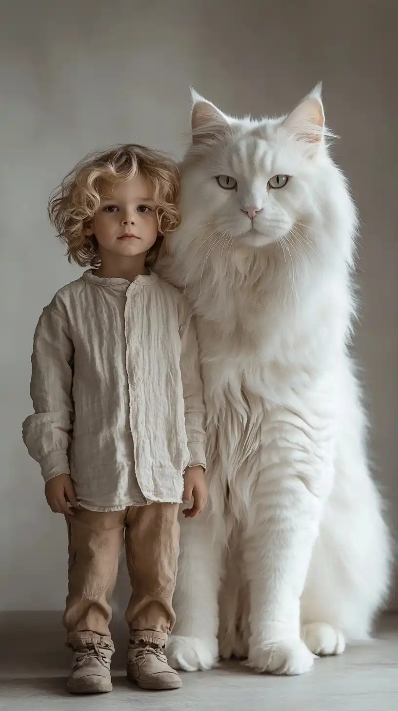 Realistic Boy with Cat Midjourney提示词