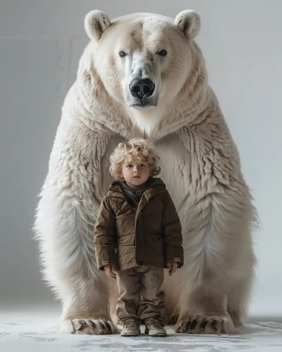 Realistic Child with Bear Midjourney提示词