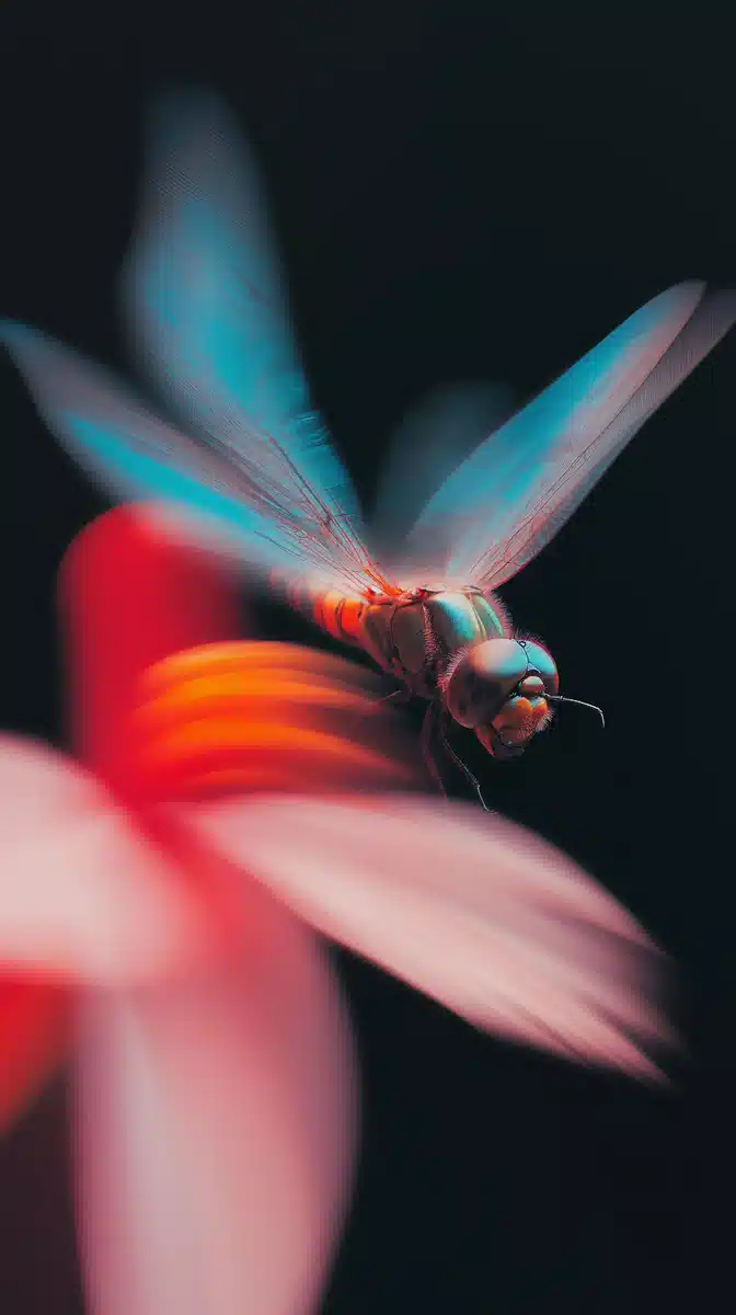 Iridescent Dragonfly Macro Photography Midjourney提示词