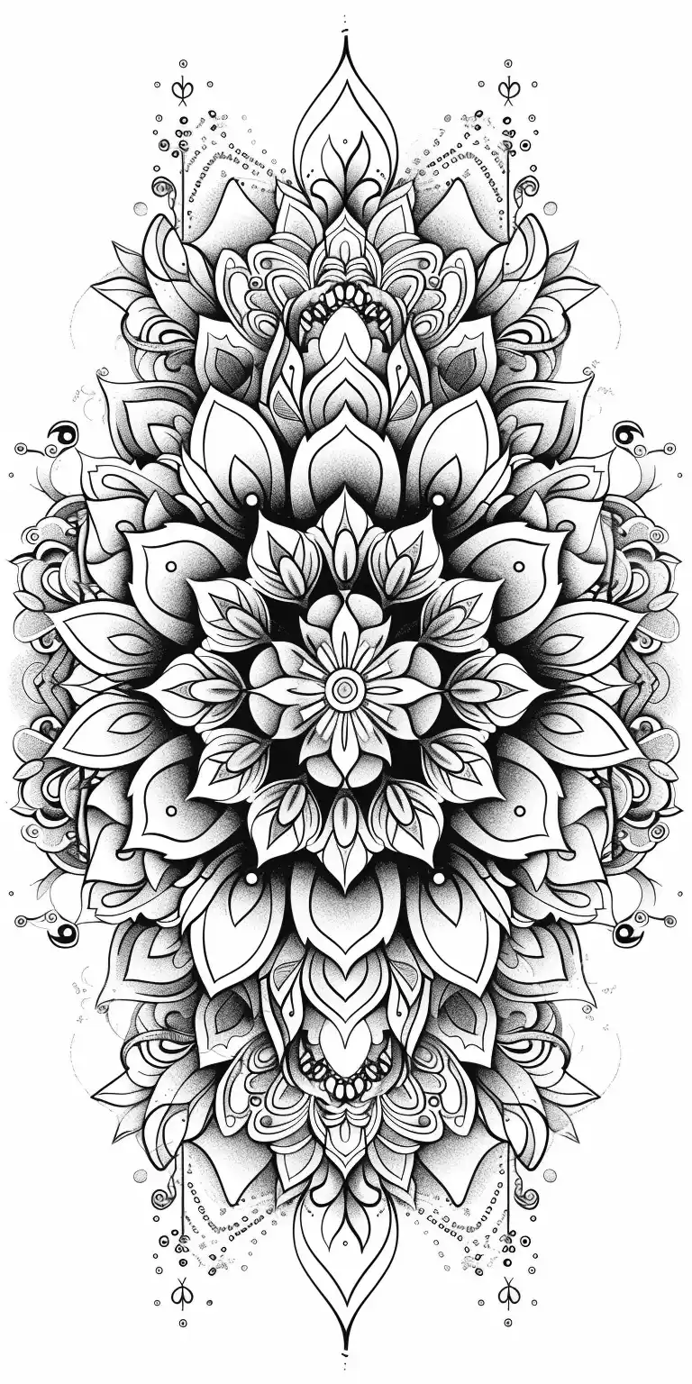 Symmetrical Floral Mandala Midjourney提示词