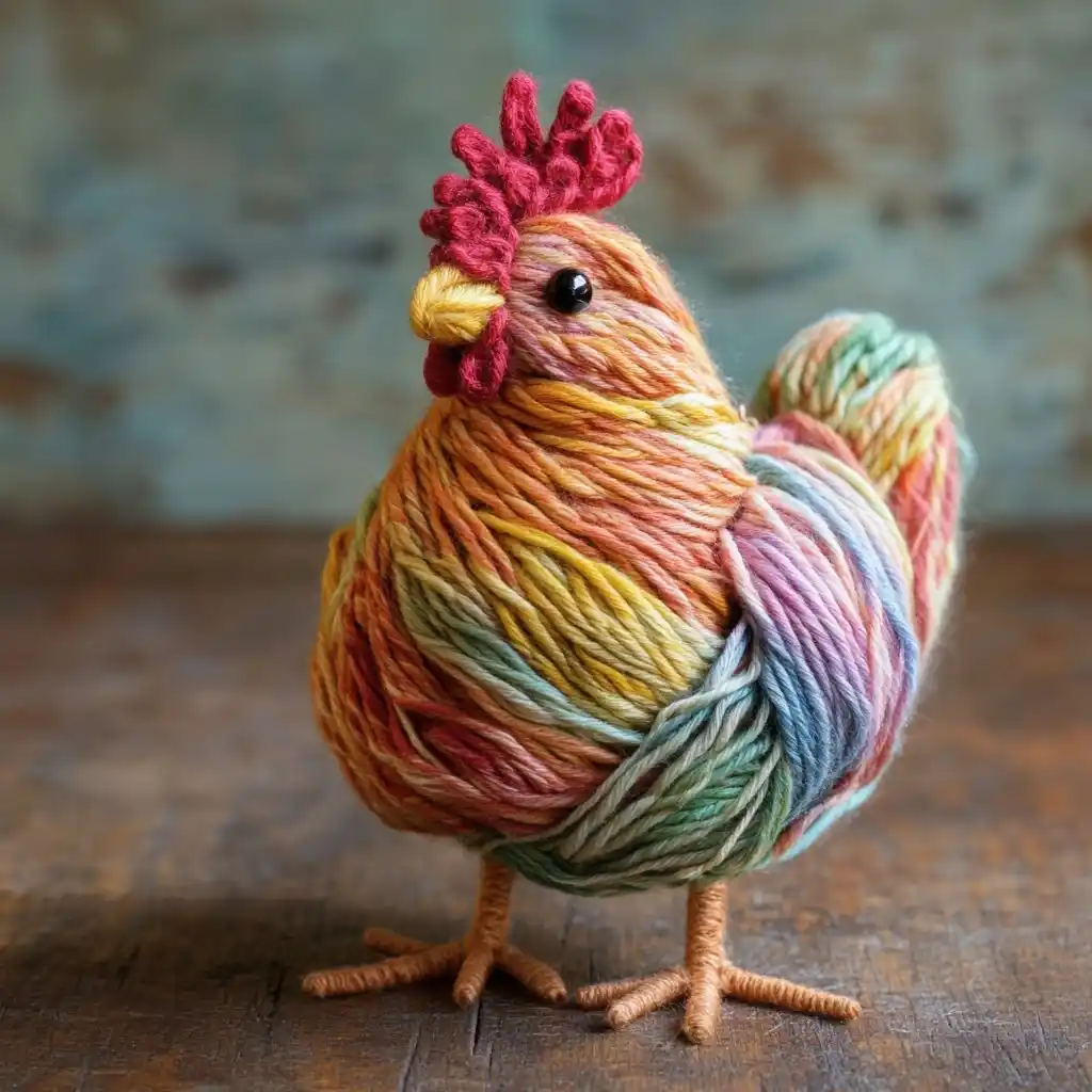 Yarn Chicken Sculpture Midjourney提示词
