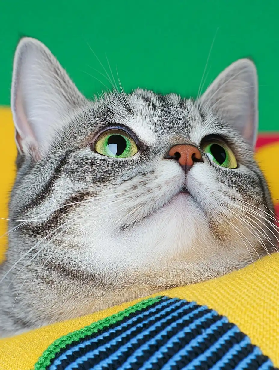 Silver Tabby Cat Portrait Midjourney提示词