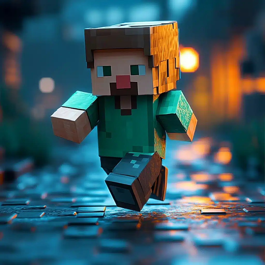 Pixelated Character in Motion Midjourney提示词