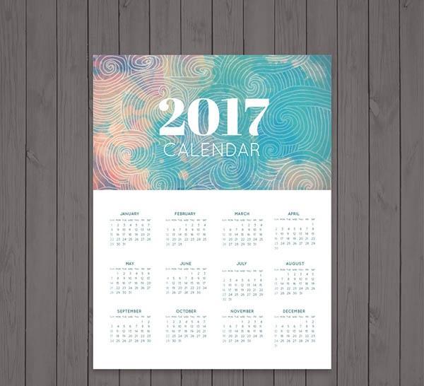 水彩2017日历