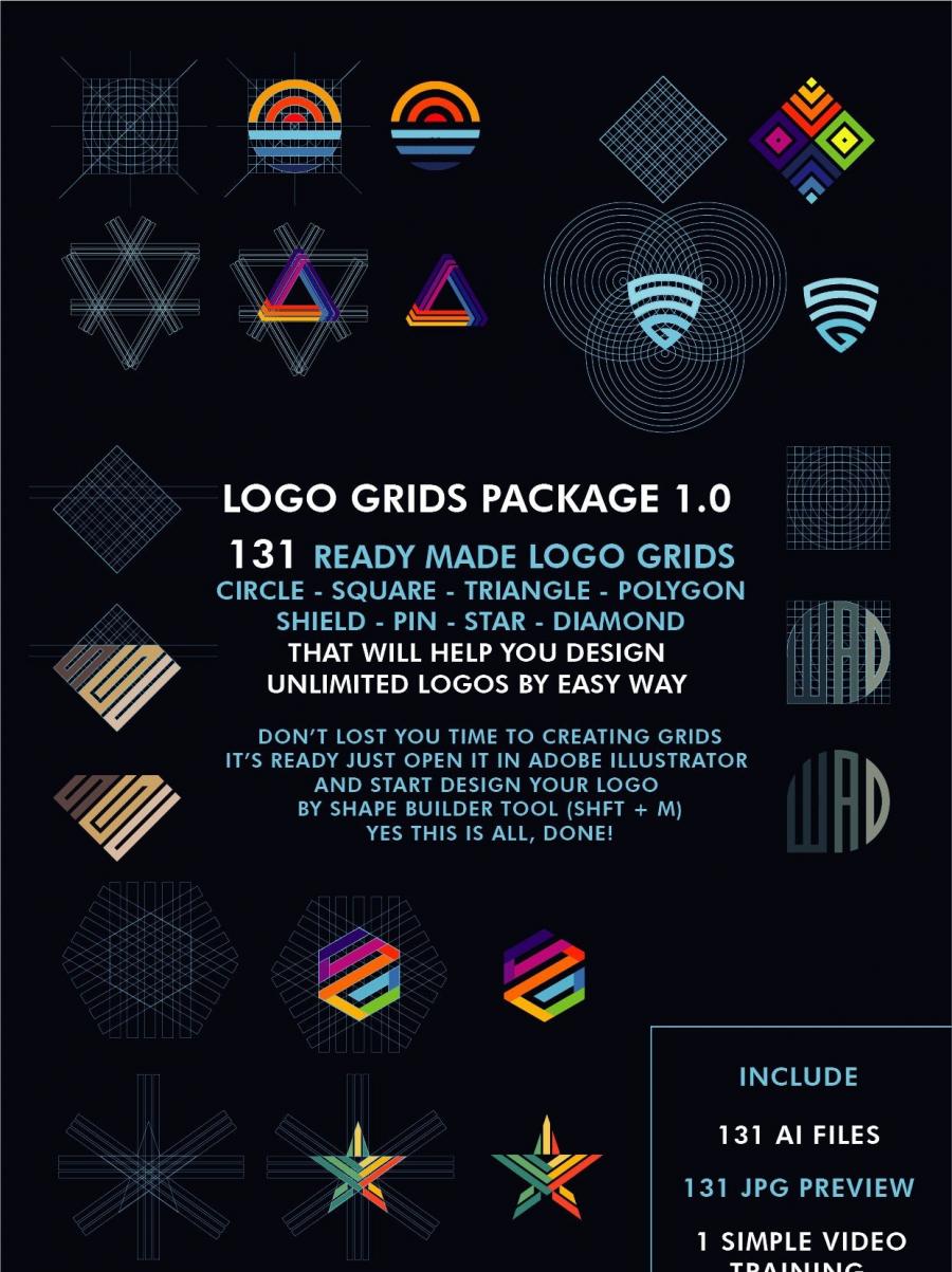 131款简约几何logo标志加分割线AI格式